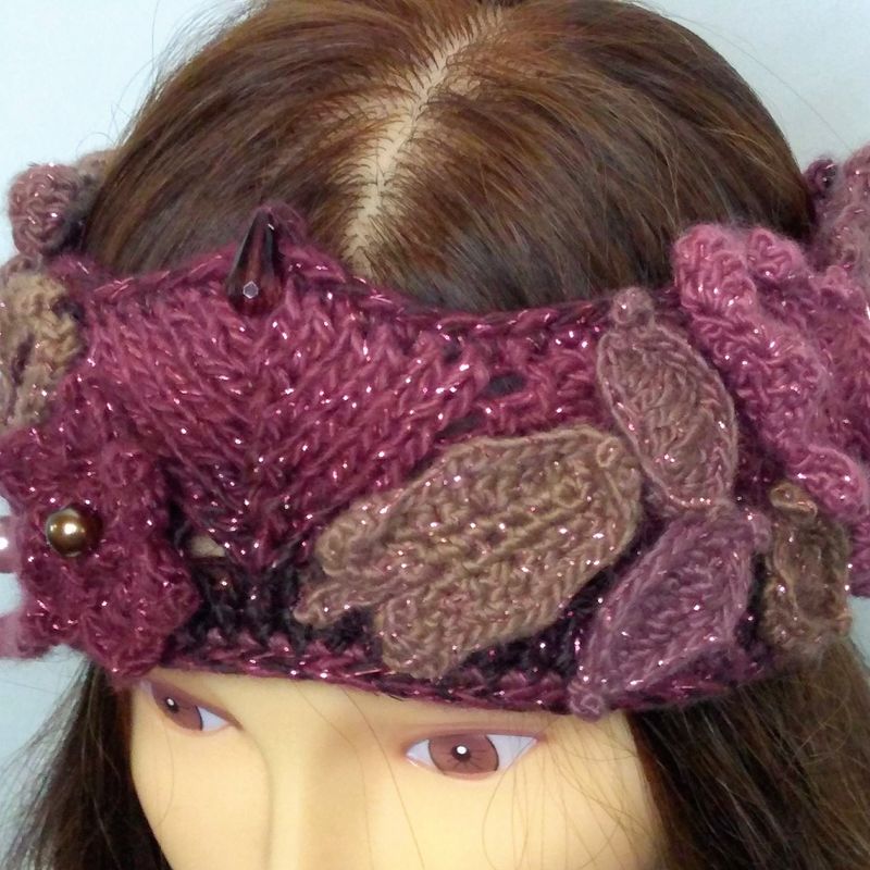 Elf Style Headband, Autumn Colours Headband with Flowers and Leaves, Wiccan Headband, Festival Wear, Winter Headband