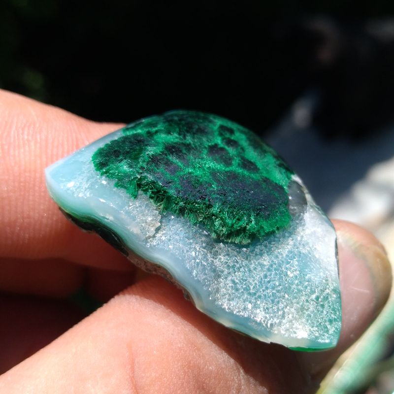Free form chrysocolla with malachite cab