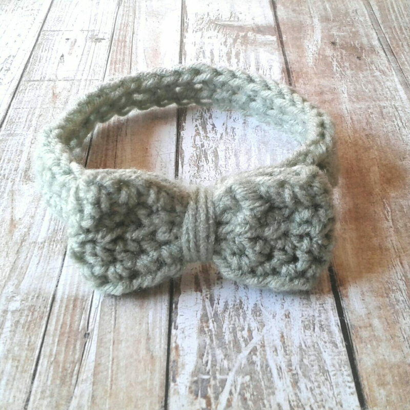 Baby Headband with Bow - Crocheted