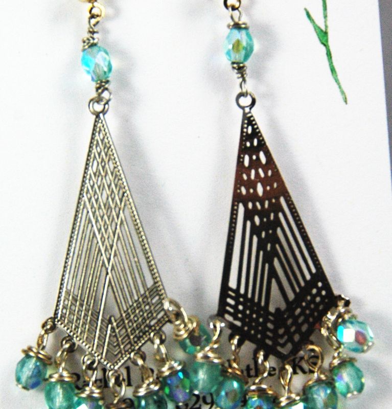 Aqua kite crystal earrings