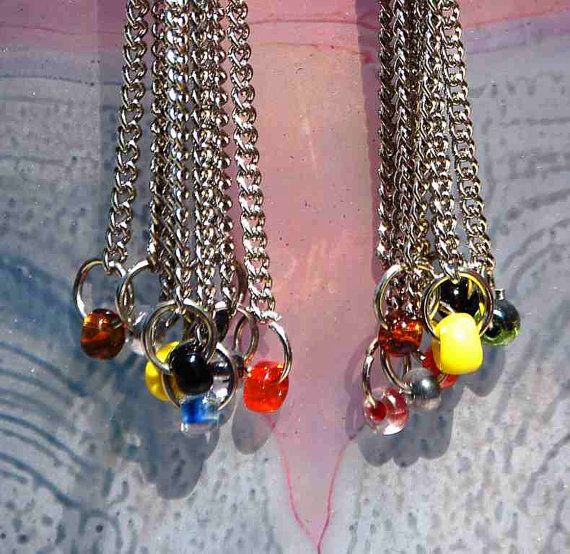 Dangle Earrings, Chandelier, Modern, Chains, Multicolored, Glass, Beads, Stylish, Sexy, OOAK