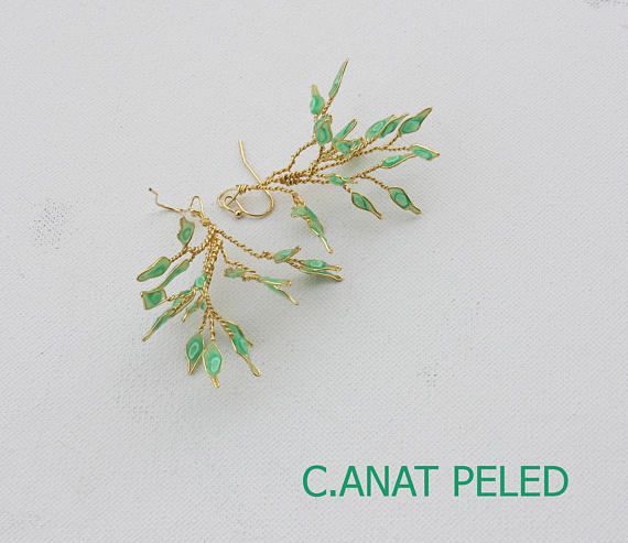 Branch earrings, Green earrings, St. Patrick earrings.