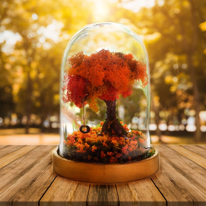 Autumn Terrarium Kit, Autumn decorations, Autumn Leaves, Fall Decor, Fall, Fairy Garden with Tire swing, Autumn Wedding, Fall Decorations,