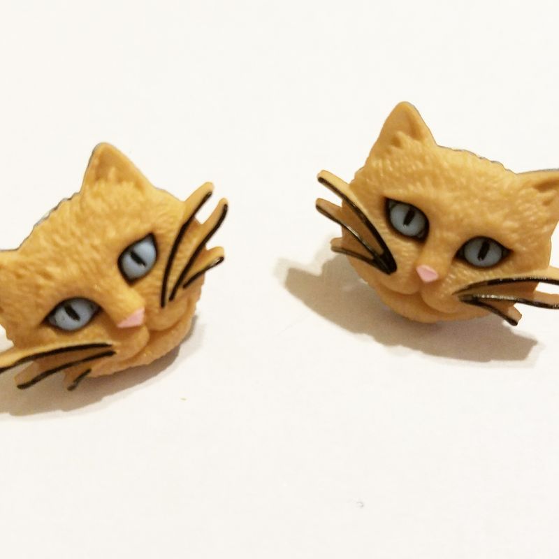 Cute Light Brown Cat Post Earrings #25