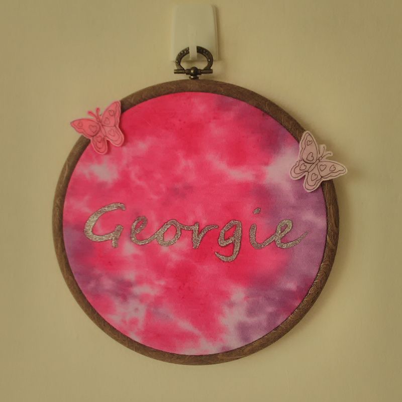 Personalised Tie Dye Name Placque, Butterfly Name Placque, Girl Gifts, Girl's Bedroom, Bedroom Décor, Nursery Décor, Baby Girl