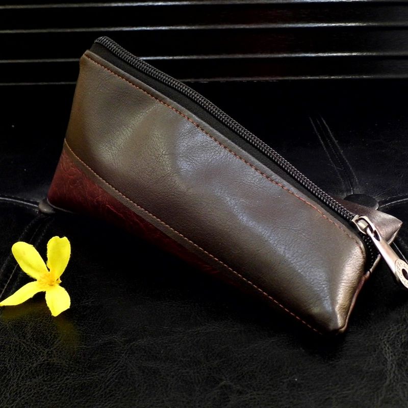 Vegan Leather Cosmetic Bag, Small Vegan Pouch, Makeup Bag, Triangle Makeup Purse, Soft Sunglasses Case, Mini Toiletry Case