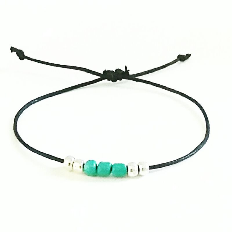 Black cord bracelet, cord, beaded, tiel beads, adjustable,