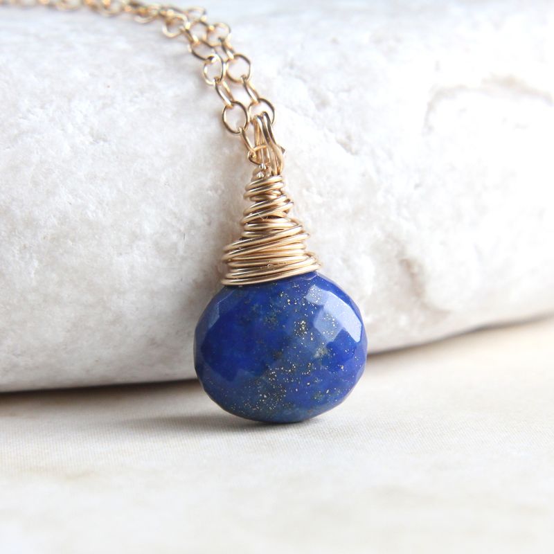Lapis Lazuli Necklace Gold Drop Necklace  December Birthstone Jewelry