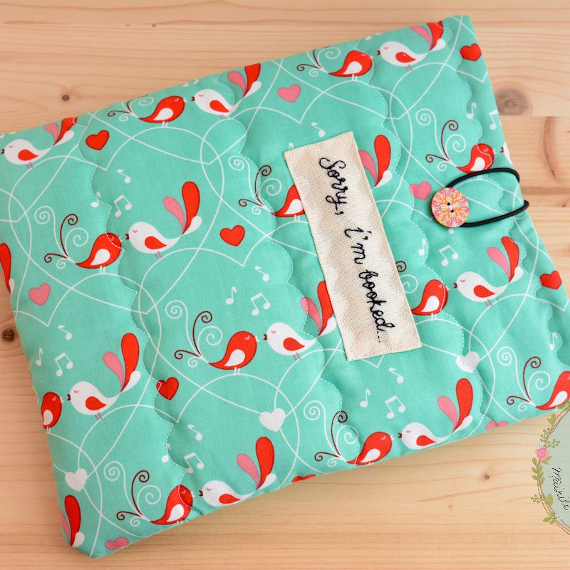 Book sleeve, e-book cover, gift for reading, bookworm gift, book buddy, vintage cover, notebook cover, hearts book cover, teal birds covers