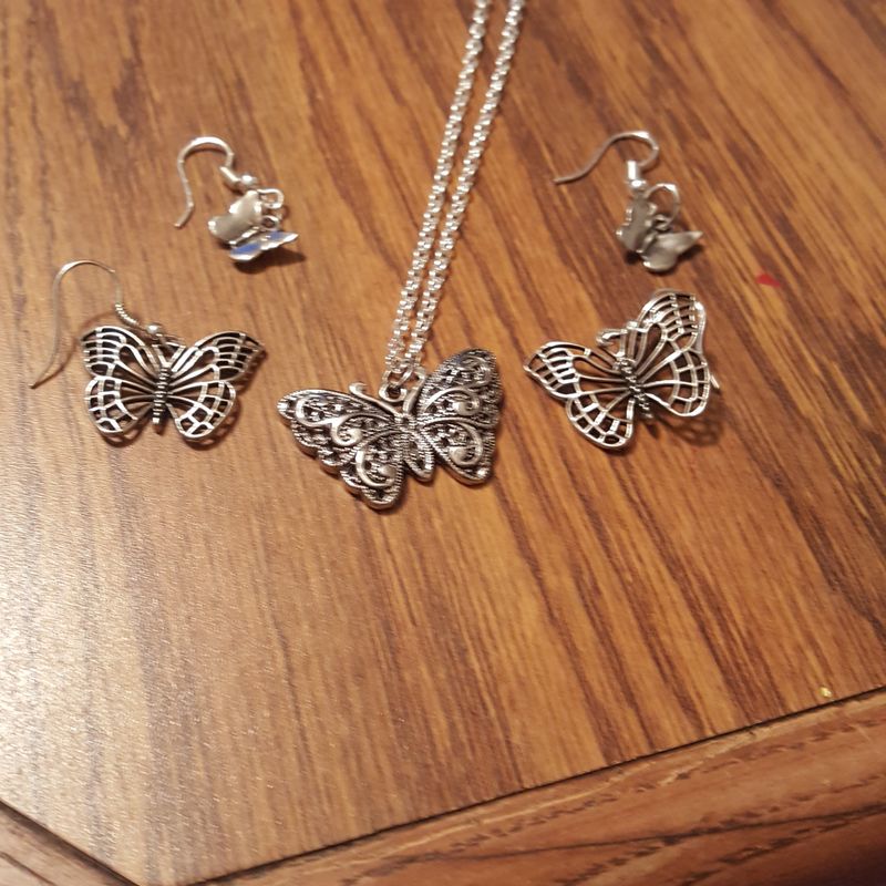 Butterfly Earrings and Necklace