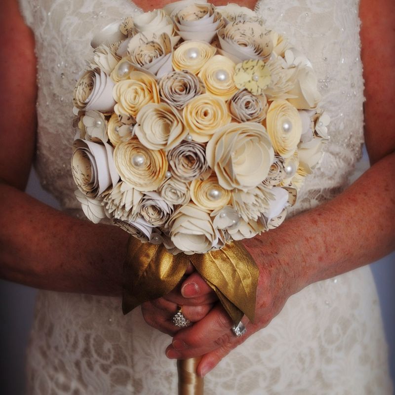 Vintage Paper Flower Wedding Bouquet