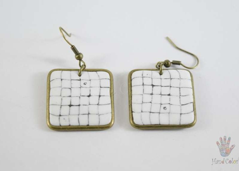 Portuguese Cobblestone Squared Earrings - BQDC-10-28