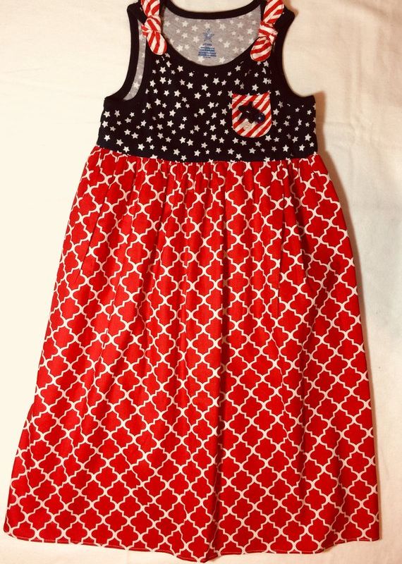 3 Toddler Patriotic T-Shirt Dress made from 100% Cotton in Red, White and Blue with Free Shipping