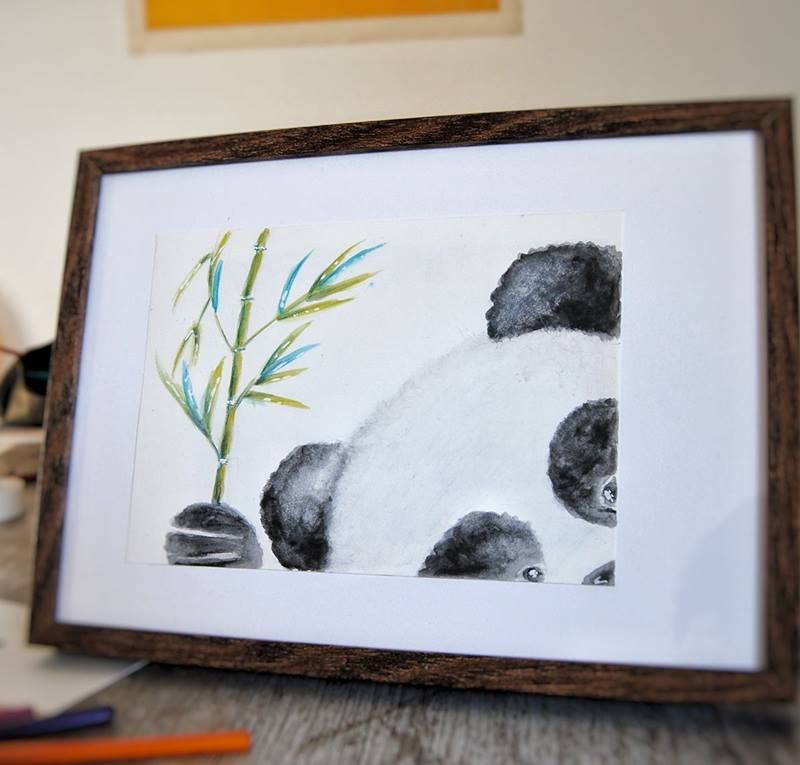 Panda Bamboo Watercolor Illustration. Nursery Decor. Baby Room Decor. Home Art.