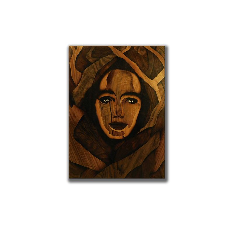 ORIGINAL Wooden beautiful face of nature Woman tree art marquetry by Andulino