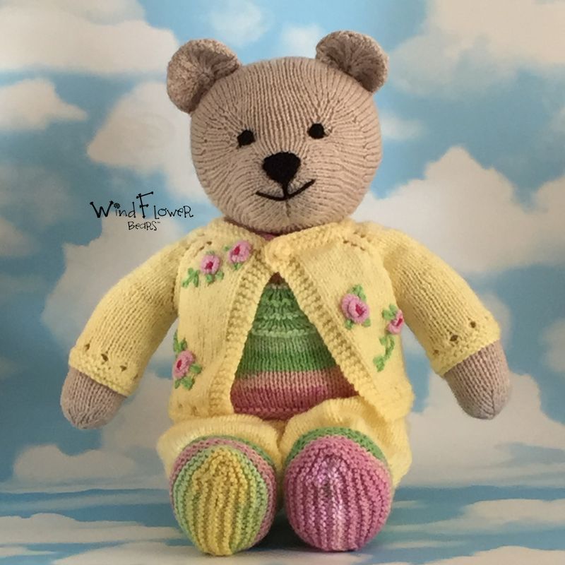 Hand knitted one of a kind teddy bear - Celandine.