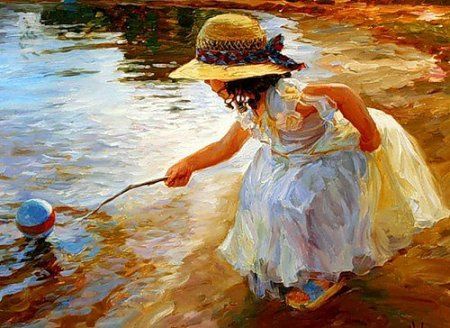 A painting "A girl near the river"