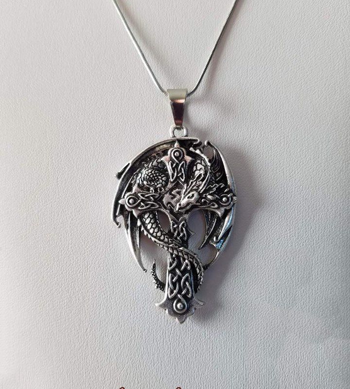 Silver Dragon Necklace/Dungeons and Dragons/Dragon Jewelry/Fairytale Dragon/Dragon Pendant/Fantasy Dragon Necklace