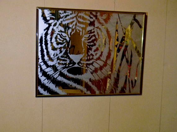 8x10 Etched White Bengal Tiger Mirror