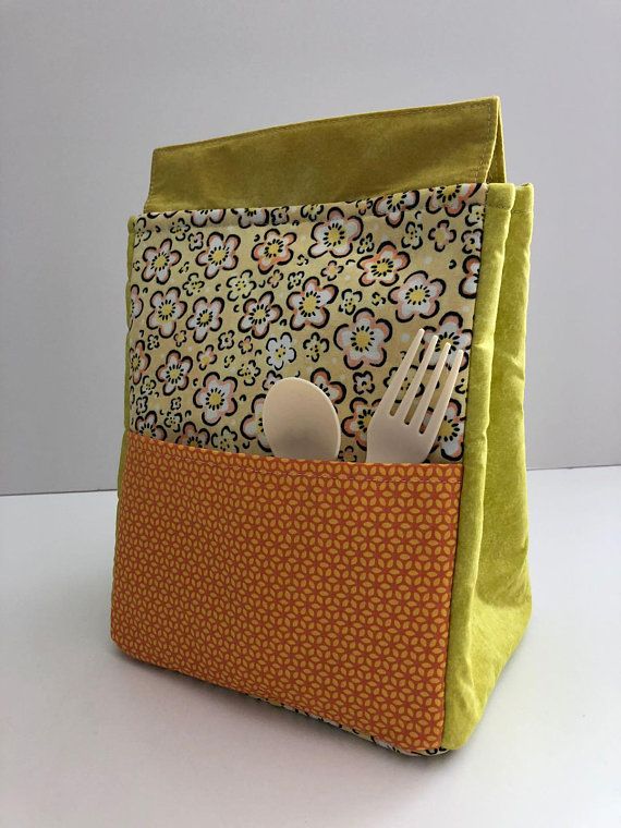 Personalized Yellow Flowery Insulated Lunch Bag