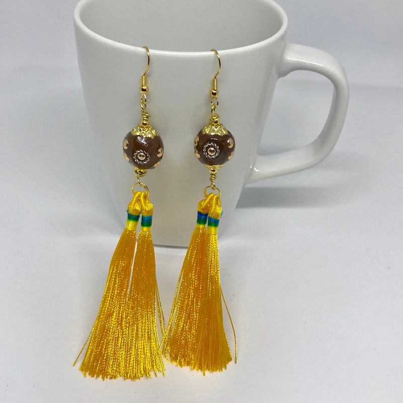 Long Tassel Jhumka Earring Kundan Jewelry Ethnic Brown Earrings Statement Boho Fashion Accessories Gift for her