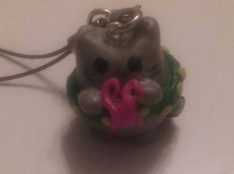 Christmas cat polymer clay charm