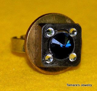 RING STAINLESS Steel, Brass and Swarovski Crystals