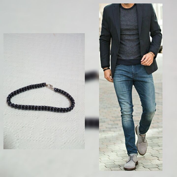 men's bracelet, beaded bracelet, beaded belt, men's jewelry, black bracelet, men's gift, boyfriend's gift, wrist belt
