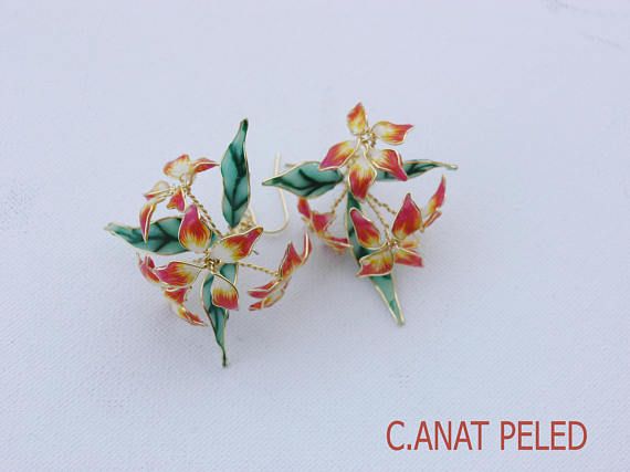 Flower jewelry, Big floral earrings, Party earrings.