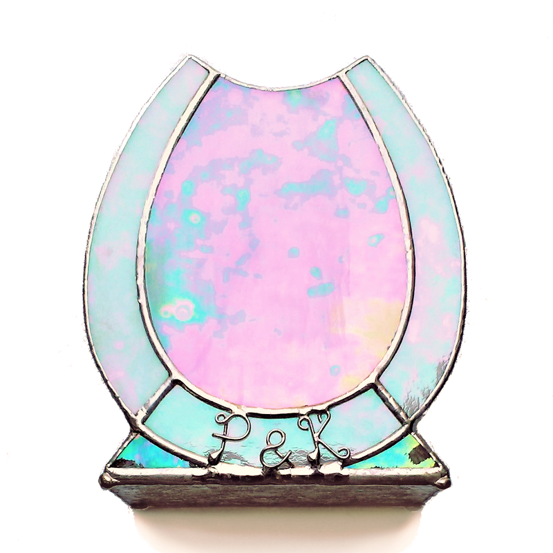 Wedding Horseshoe Candle Holder which is Personalised with the Bride and Grooms Initials