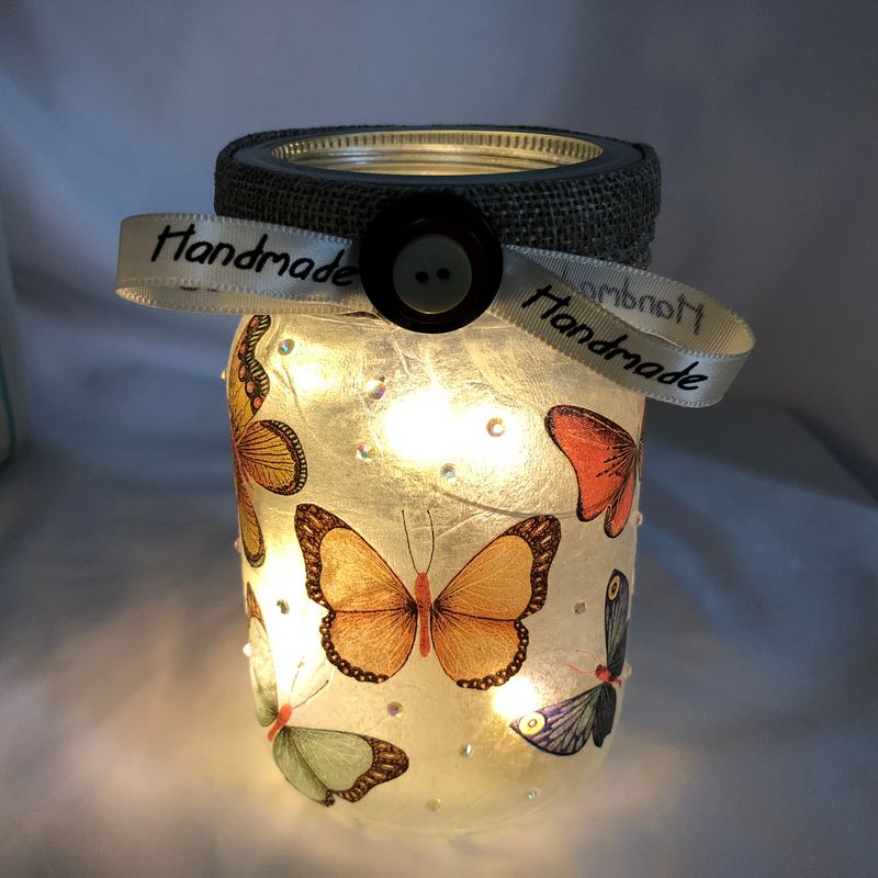 Handmade butterfly mason jar