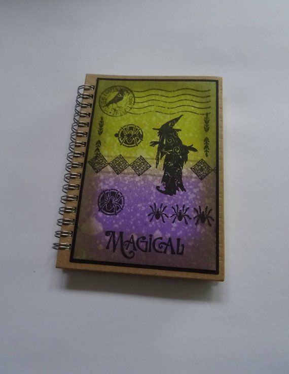 Hand made notebook Witch notebook, magic notebook C6 hard cover book Lined notebook Pagan gift Halloween gift
