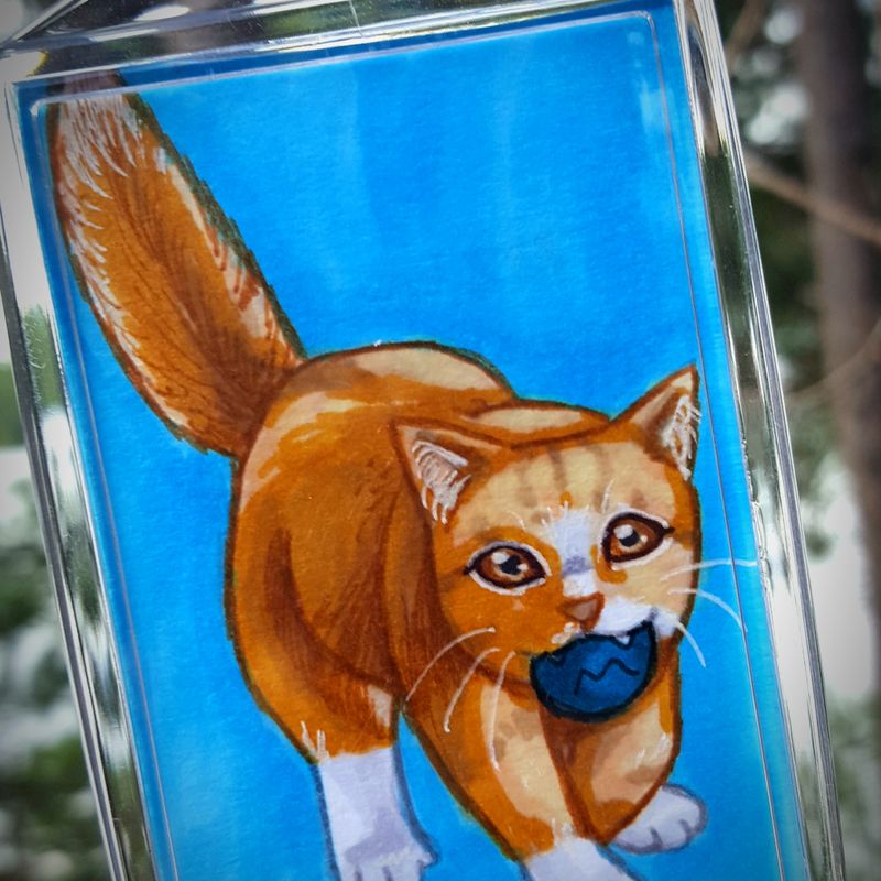 Kitty 2x3 Photo Keychain | Dainty and Adorable Orange Cat | Each Copy is Handpainted | Perfect For Cat Lovers | Back to School Accessory