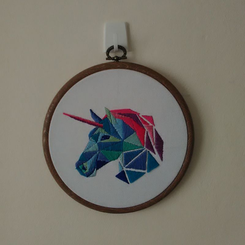 Geometric Unicorn Embroidered Hanging Frame.