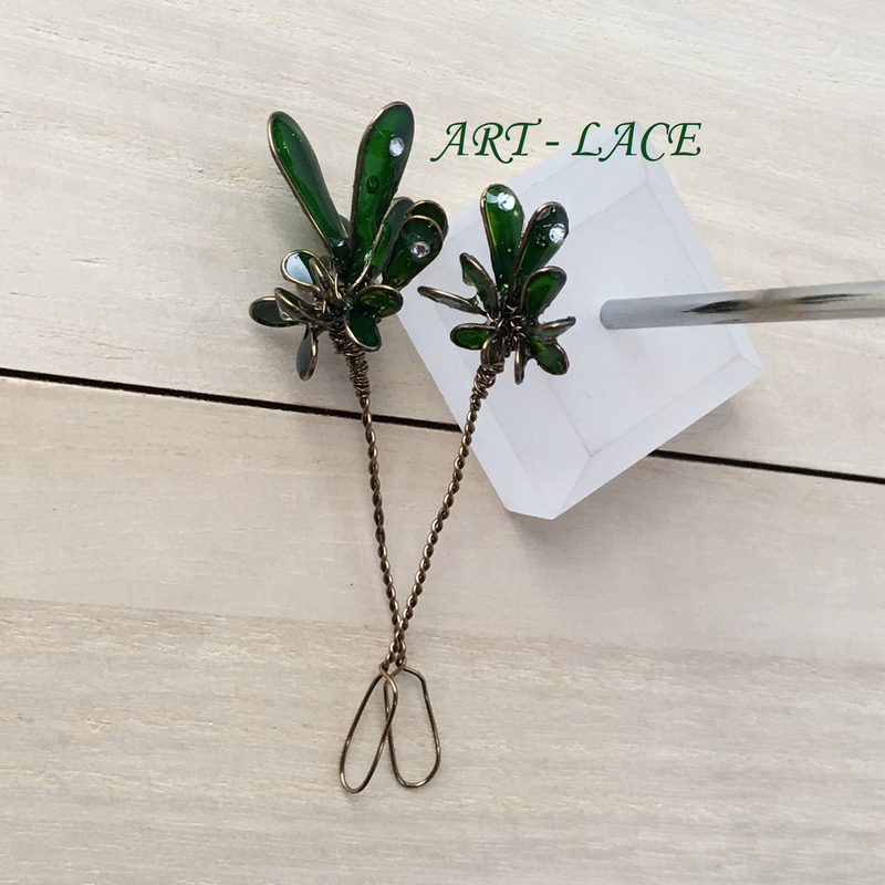 Bronze hair accessories for women olive green hair accessories for bun leaves hair pick Cactus hair picks greenery Bridal hair pick Christmas hair picks