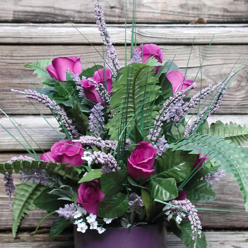 Purple Roses Silk Floral Arrangement