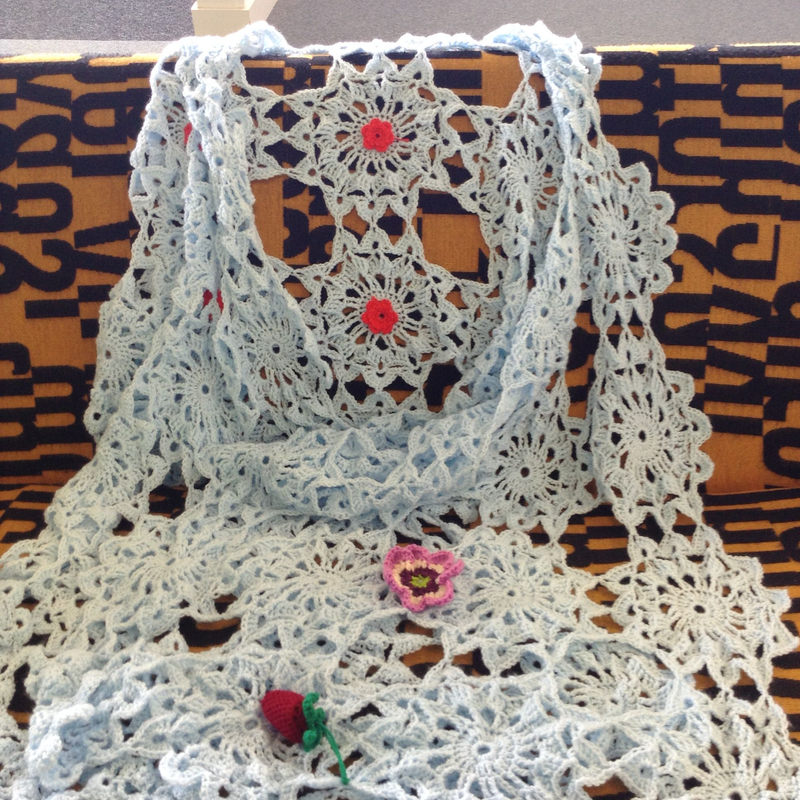 Beautiful blue crochet shawl