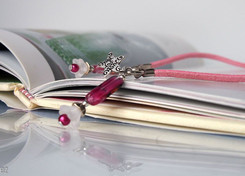 White rosted Flower Bookmark, Czech Glass Flower Beaded Bookthong, Valentines gift - Puffy Flower beads - Bell flower bookmark