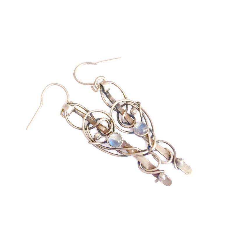 Silver Art Nouveau Moonstone earrings
