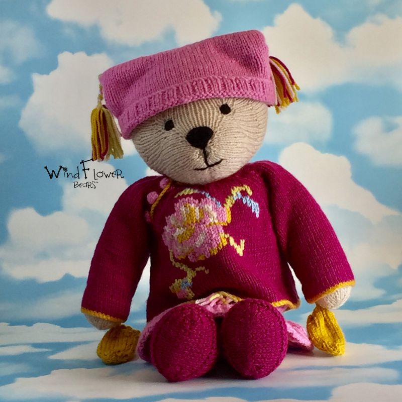 Hand knitted one of a kind teddy bear - Catmint.