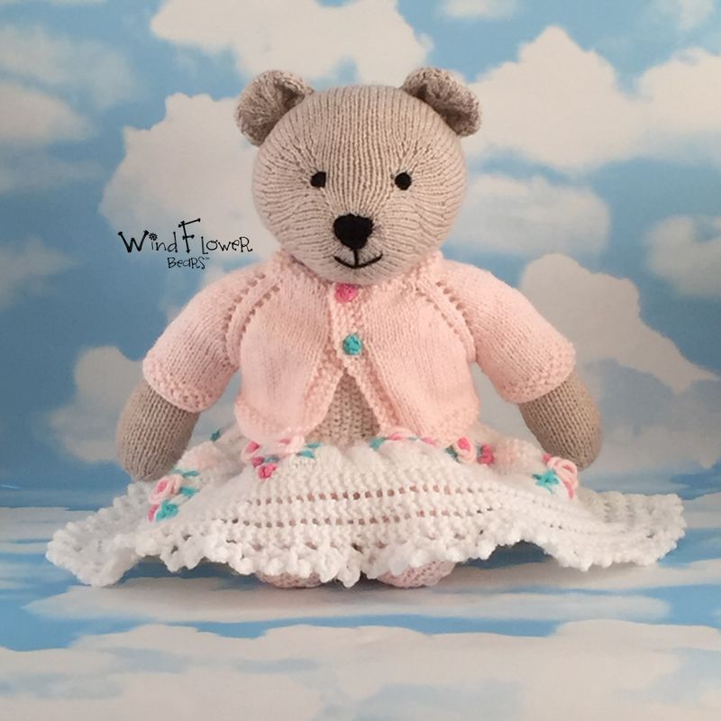 Hand knitted , one of a kind Christmas teddy bear - Bryony