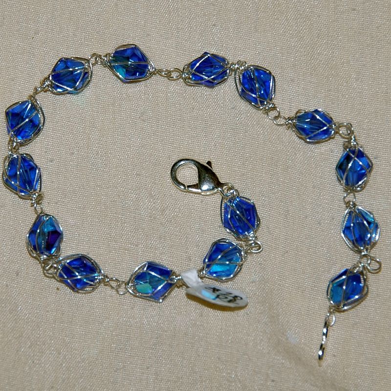 Egyptian blue caged crystal bracelet