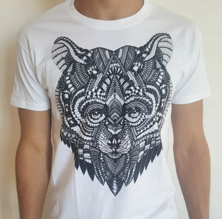 Bear T-Shirt, Wild Bear T-Shirt, Bandanna Bear T-Shirt, Funny Bear Tee, Angry Bear T-Shirt, Balazs Solti T-Shirt