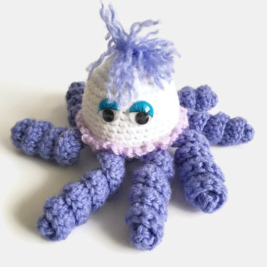 Purple and White Little Octopus Keyring Bag Charm
