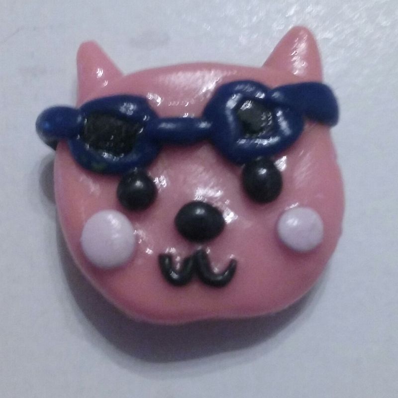 Cat with sunglasses polymer clay magnet