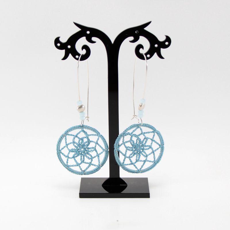 Sterling Silver Earrings Dreamcatcher Threader Earrings Hoop Earrings Earrings Crochet Fashion Jewelry Earrings Handmade Birthday Gift