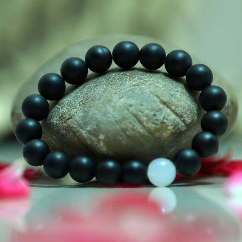 Matte Black & White Onyx Beaded Bracelet, Boyfriend Girlfriend Jewellery Single Piece, Men's jewellery, Yin Yang Bracelet
