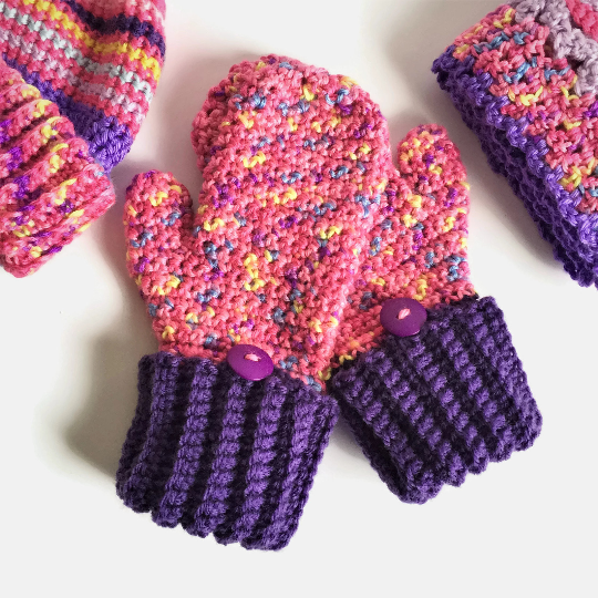 Pink and Purple Adult Mittens