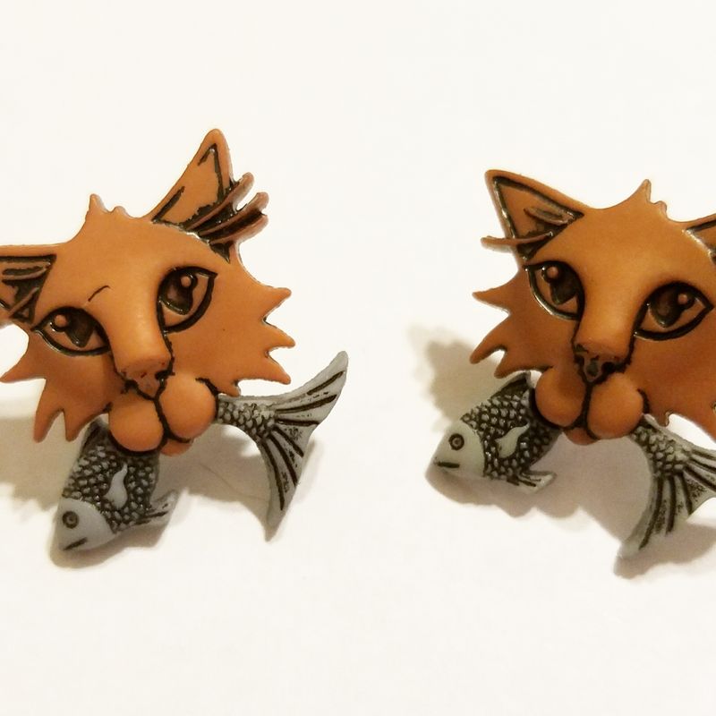 Caught A Fish Cat Post Earrings #29