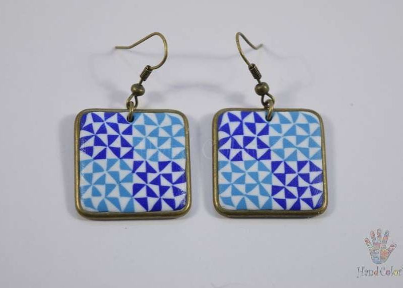 Portuguese Ceramic Tiles Squared Earrings - BQDA-2-62